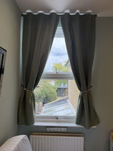 Linen Back Tabs Curtains with Blackout Lining - Custom Width, Custom Length - Natural Linen