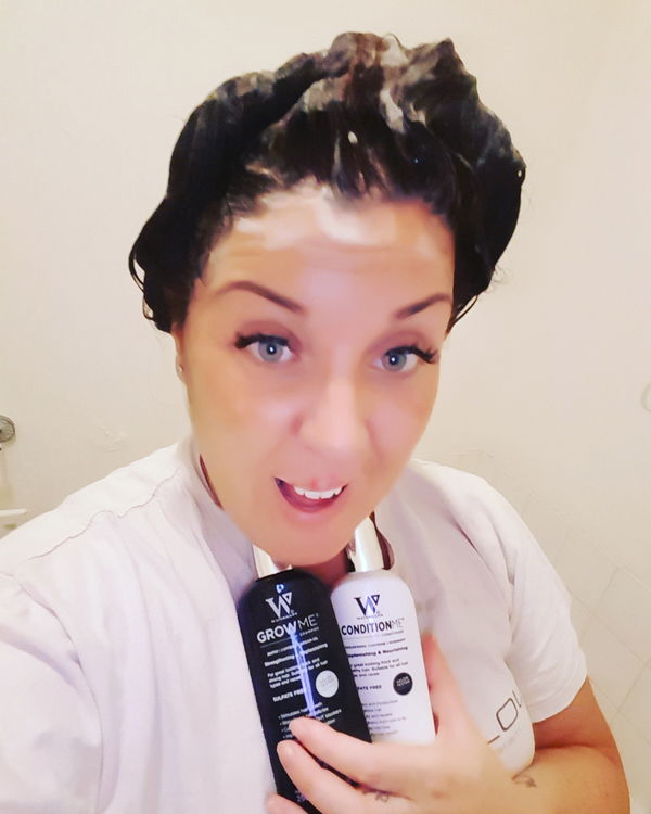 Shampoo for damaged hair results: customer photo shared by Katie