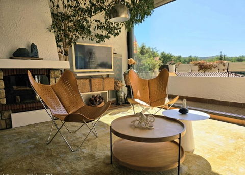 Fauteuil AA Butterfly© - Cuir Miel - Structure inox