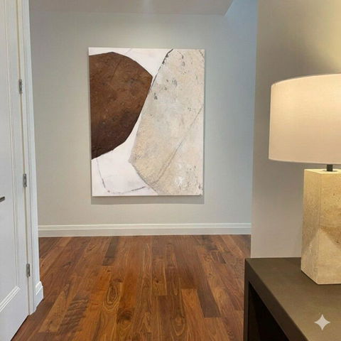 “Brown and Beige Textured Shapes” Mixed - Media Art CT0171