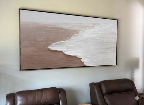 Minimalist Beach Scene - Abstract Landscape Painting On Canvas DLZ178