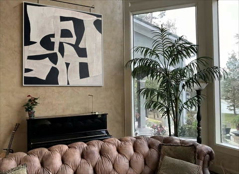 “Black - White Abstract Forms” Abstract Acrylic Painting CT0132