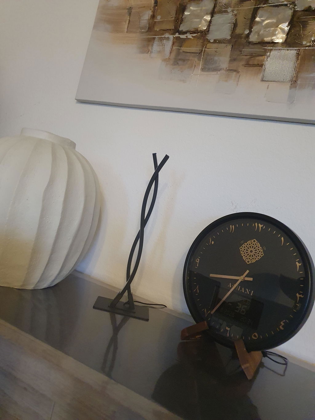 Horloge Adhan design moderne - Noire - Chiffres indiens