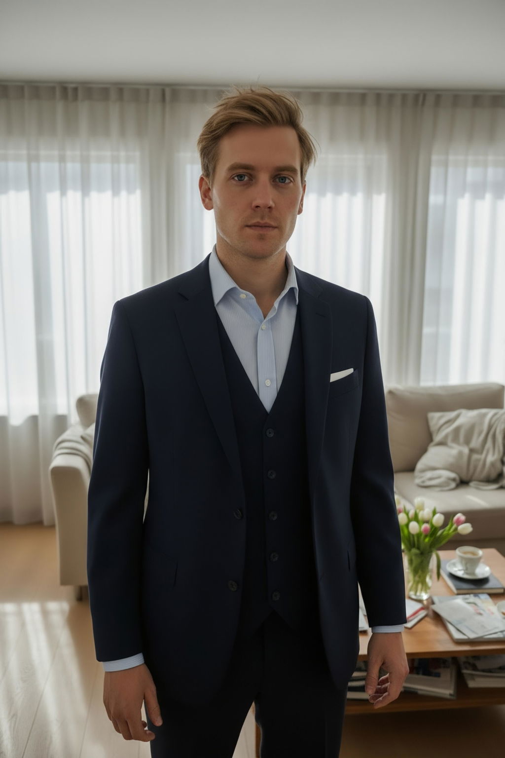 Aesido 3 Piece Single Breasted Men's Wedding Suit