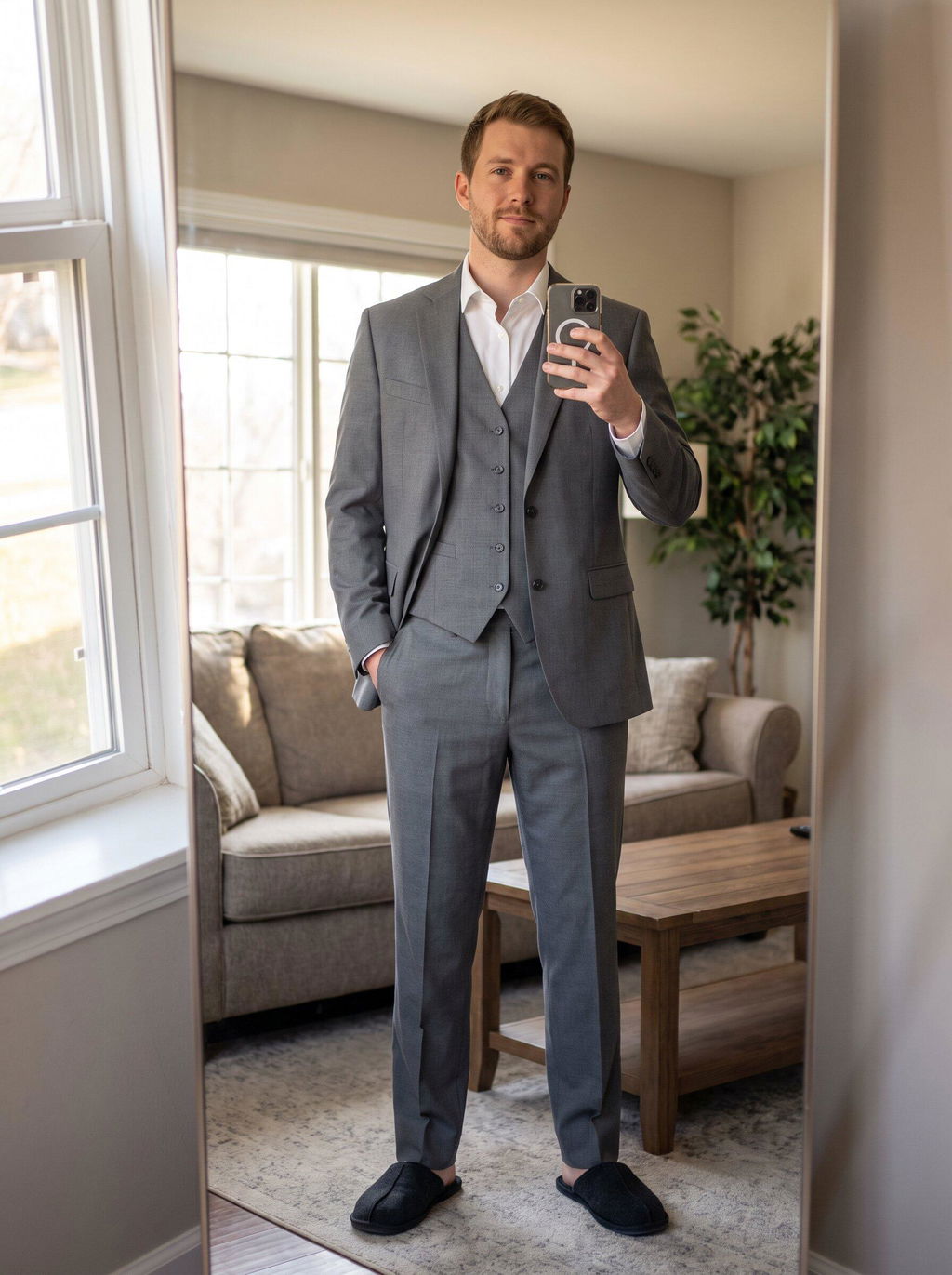Aesido 3 Piece Single Breasted Men's Wedding Suit