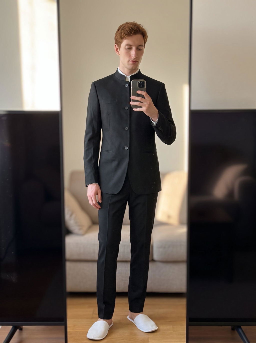 Men's Mandarin Collar Suit Set – Blazer & Pants