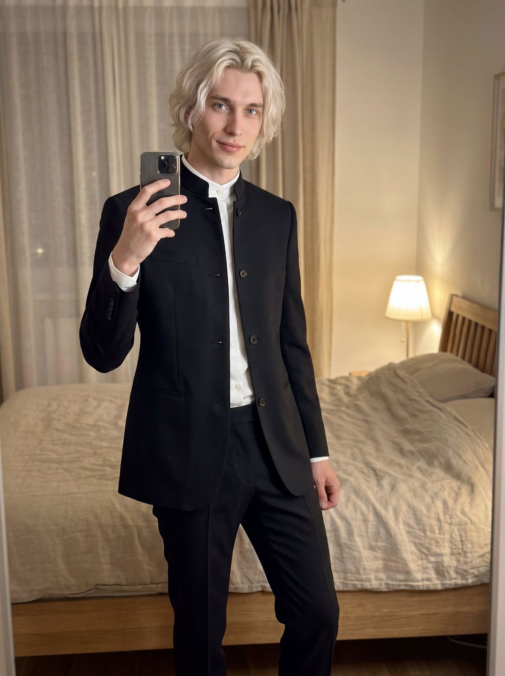 Men's Mandarin Collar Suit Set – Blazer & Pants