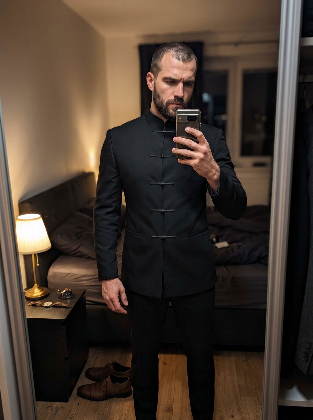 Aesido Black Mandarin Jacket – Men’s Wedding & Formal