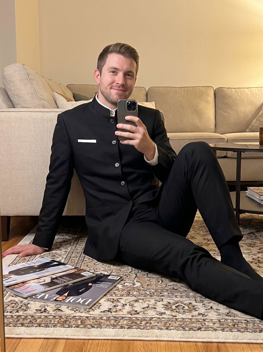 Men's Mandarin Collar Suit Set – Blazer & Pants