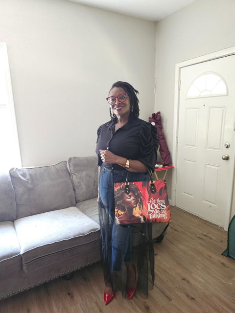 Customer photo from Sandy Cole's review of locella-leather-handbag