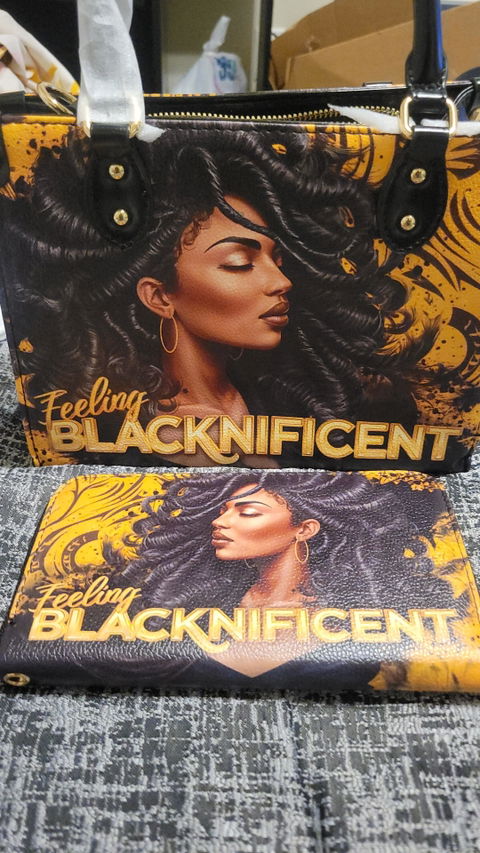 Customer photo: an Afroyla handbag with its matching wallet