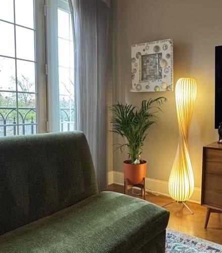 Wooden Floor Lamp Sculptural Dimmable LED Floor Light