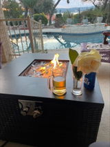AJ Enjoy 32'' Square Wicker Propane/Natural Gas Fire Pit Table