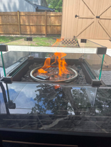 AJ Enjoy 32'' Square Propane/Natural Gas Fire Pit Table with Glass Wind Guard