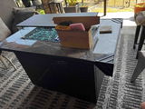 AJ Enjoy 44'' Rectangular Wicker Propane/Natural Gas Fire Pit Table with Glass Wind Guard