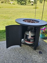 AJ Enjoy 30'' Round Wicker Propane/Natural Gas Fire Pit Table, 2 Colors