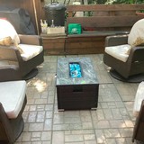 AJ Enjoy 32'' Rectangular Wicker Propane/Natural Gas Fire Pit Table, 3 Colors