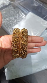 Non Idol Peacock Nakshi Bangle - Pair