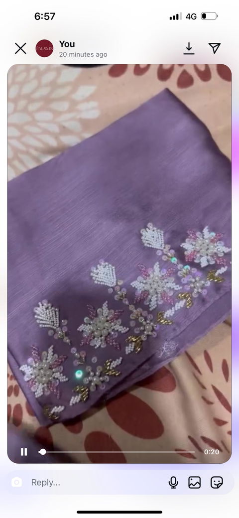 GULZAAR| FESTIVE PARTY WEAR LUXURY HANDWORK MAUVE HIJAB