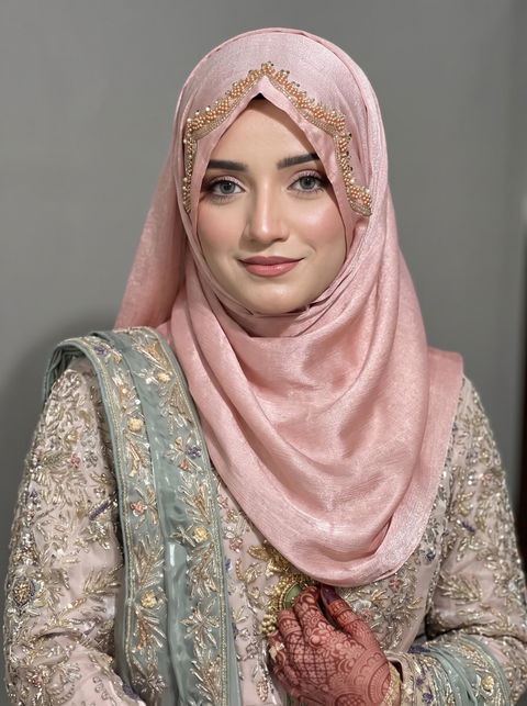 MEHR E GUL | FESTIVE PARTY WEAR LUXURY HANDWORK TEAPINK HIJAB PARTY WEAR FOR WEDDINGS & EID