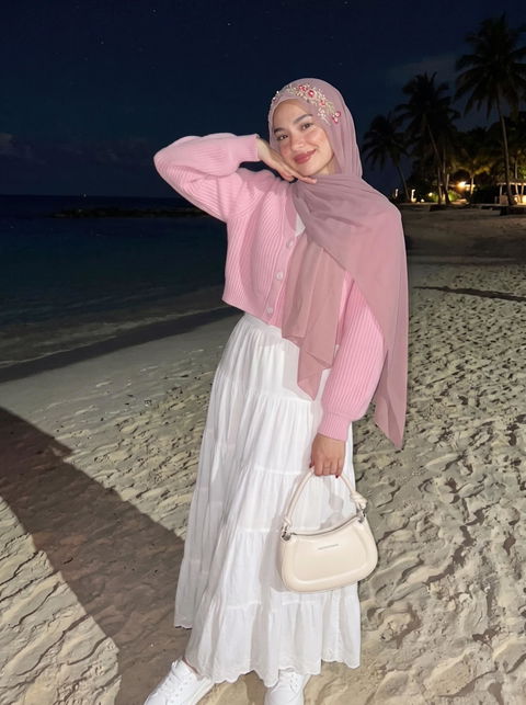 BAAG E BAHAR| LUXURY THREADWORK AND HANDWORK PINK HIJAB