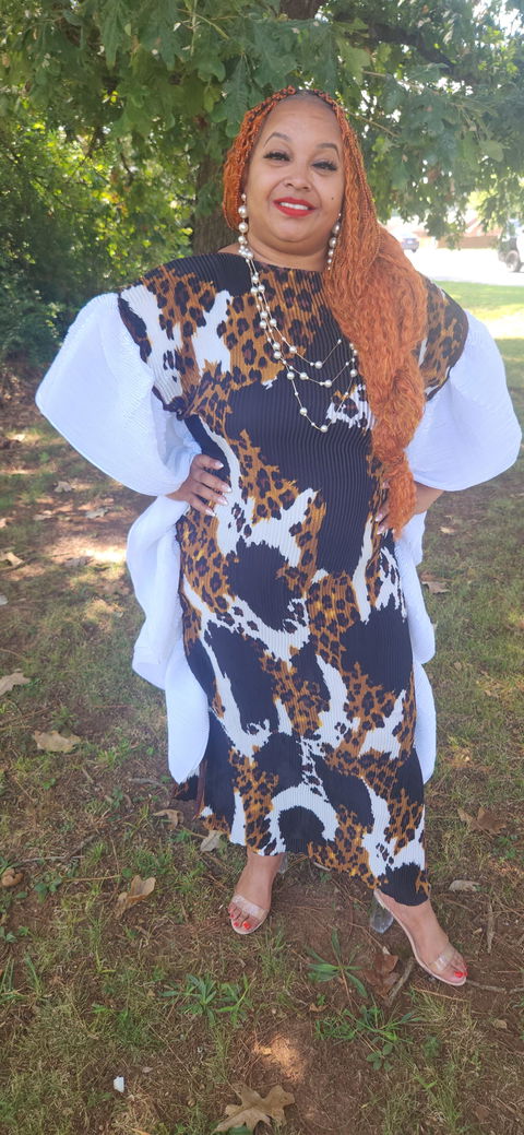 Own the room ruffled maxi dress - leopard black and white blend ships 9/25