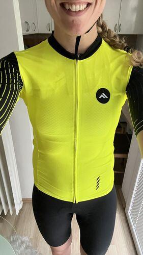 Ženski kolesarski dres Flow fluo-rumen