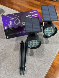 2 Pack 3CCT+DIM 54-LEDs Solar Landscape Spotlights Outdoor Wall Night Light IP65