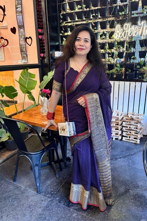 Deep Purple Handloom Narayanpet Cotton Saree
