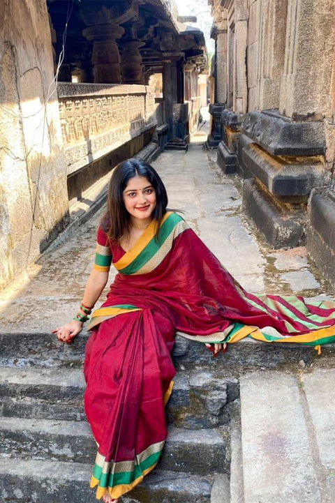 Marron Handloom Narayanpet Cotton Saree