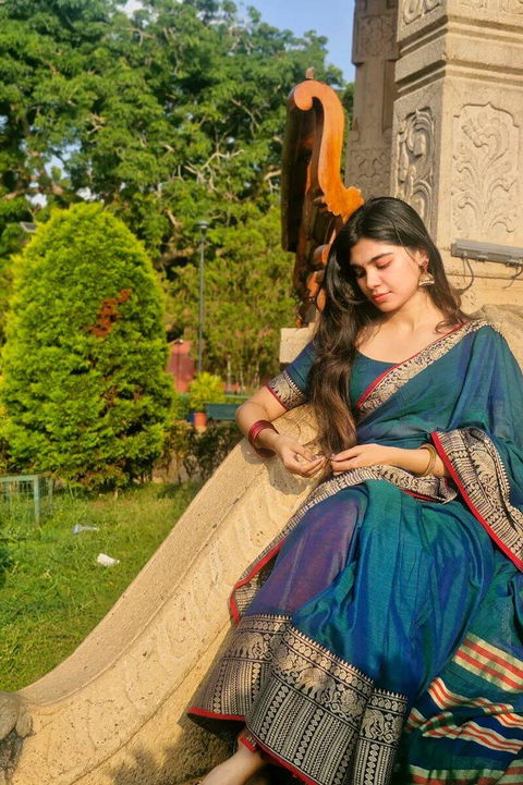 Teal Handloom Narayanpet Cotton Saree