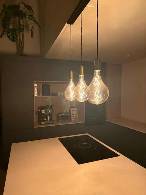 Brass Triple Ceiling Light + Celeste Bulbs