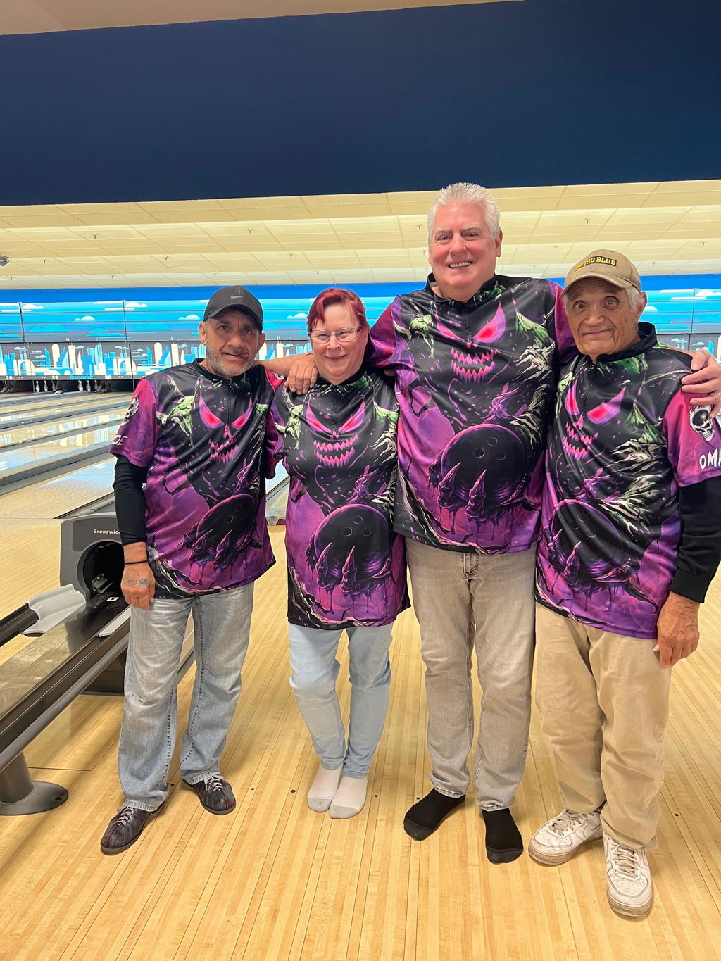 Custom Bowling Team Flat Neck Zip Jersey Shirt, Devil’s Strike Power Bowling Edition, Personalized Team Shirt with Custom Name
