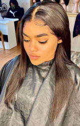 Real Human Hair Wig HD Transparent Straight Lace Front Wig Pre Plucked 180% Density