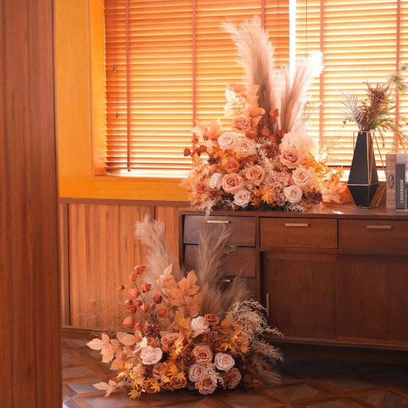 Autumn Coffee Pampas Vine Hang Floral Aisle Flower Fall Wedding Decorations