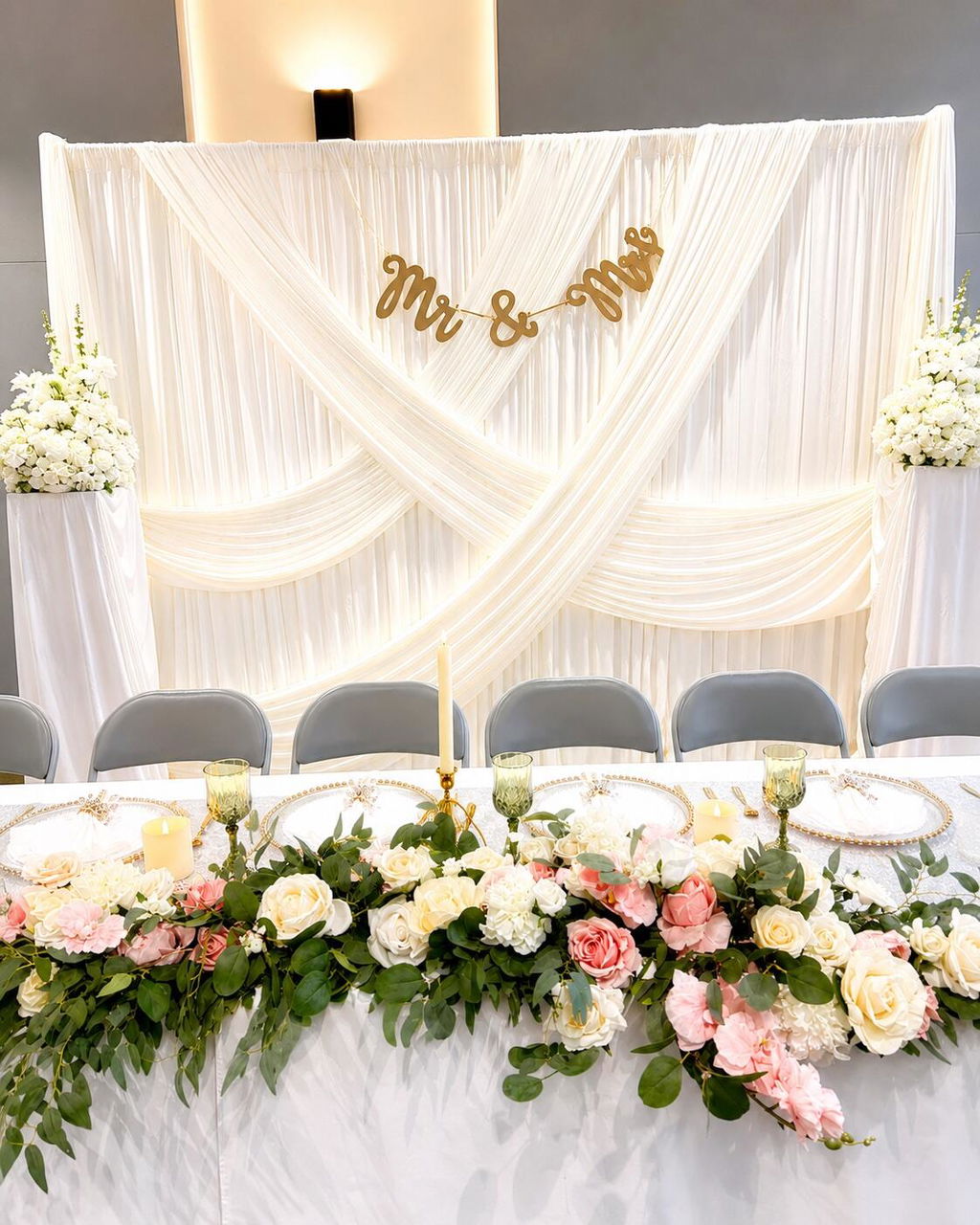 2pcs White Floral Arrangement Table Centerpieces Wedding Reception Aisle Decor