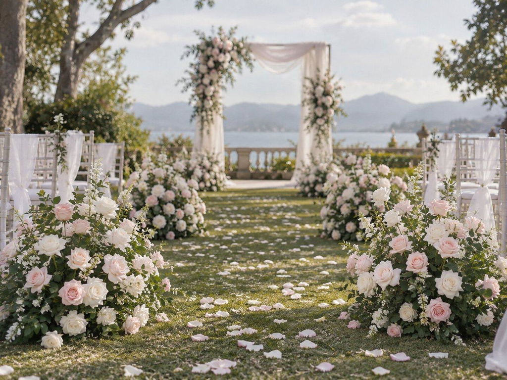 Pink White Rose Greenery Floor Flower Arrangement Wedding Backdrop Aisle Decor Props