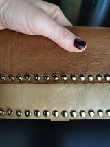 Red leather clutch wallet with studs | Narciso