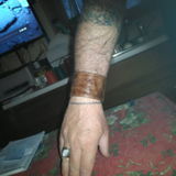 Brown genuine leather cuff for men and women, Made in Italy | Bangkok