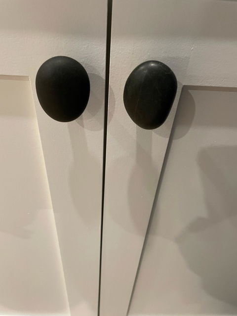Dark Basalt Stone Knobs | Black Base