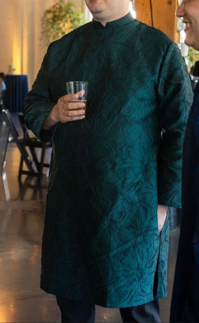 Men Dark Green 3D Muted Gam Ao Dai Top 37B, 37C