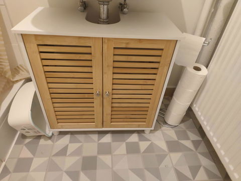 AOGLLATI Meuble sous-vasque meuble de salle de bains avec tiroirs et étagères réglables 2 compartiments derrière les portes 30 x 75 x 60 cm blanc