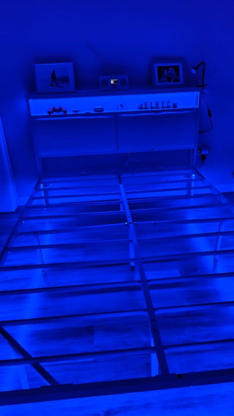 AOGLLATI  AOGLLATI 140 x 190 sommier avec éclairage LED multiprise tête de lit avec rangement structure métallique lit double surélevé