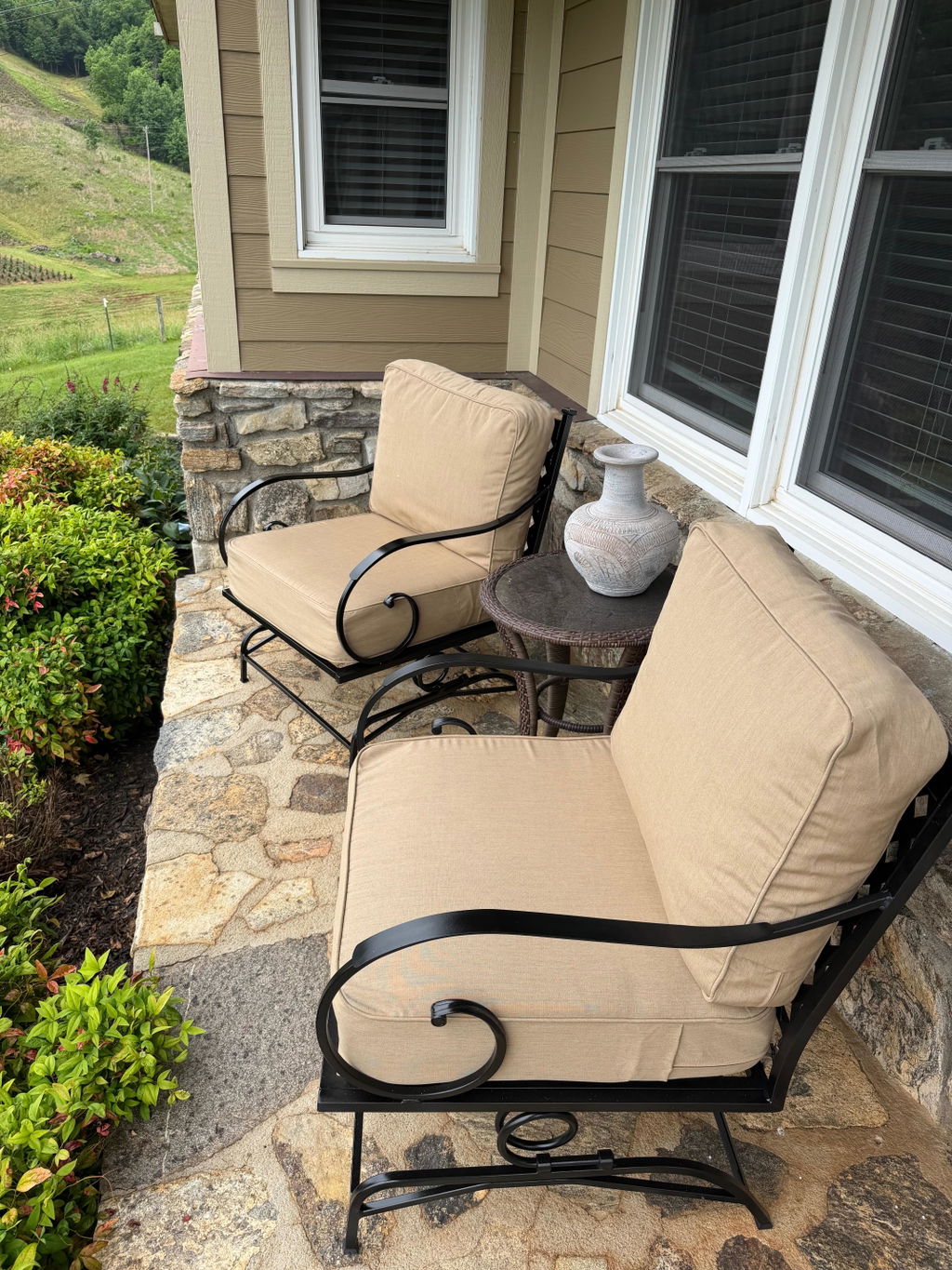 Premium Sunbrella Fabric Outdoor Patio Chair Cushions Set, Canvas Heather Beige
