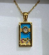 Tarot Card Necklace | Dainty Gold-Plated Witchy Jewelry | Enamel & Cubic Zirconia Oracle Cards Pendants