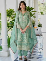 ADIDAS | FESTIVAL SPECIAL DESIGNER HEAVY EMBROIDERY SEQUENCE WORK TOP PENT WITH DUPATTA SET