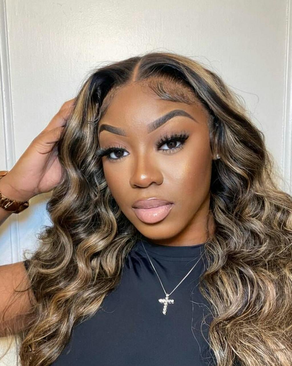 Arabella 13x6 Three-Go™ Ombre Platinum Blonde Balayage Highlights Glueless Wig Loose Body Wave With Drawstring