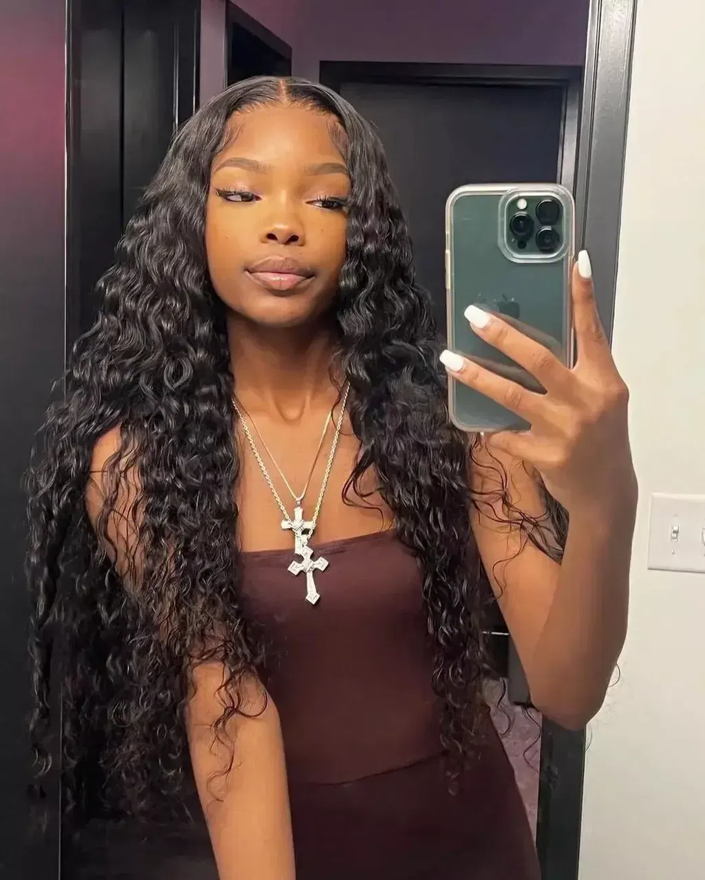 Arabella 13x6 Three-Go™ Glueless Wig Water Wave With Drawstring Natural Black 100% Human Hair Wig