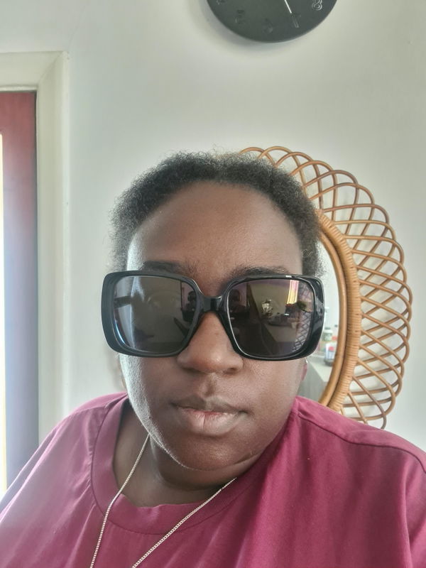 Customer wearing prescription glasses
