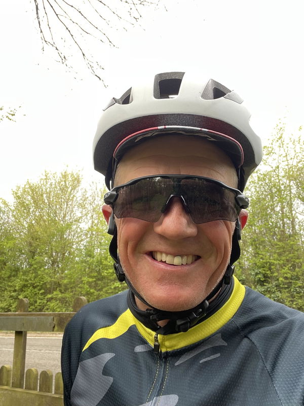 Cyclist wearing Oakley Radar EV Path sunglasses